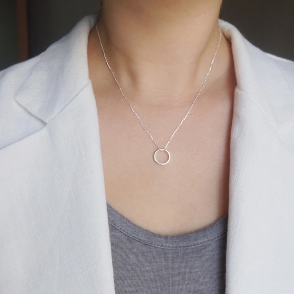 Minimalist "Good Karma" Circle Boho Charm Necklace - Picture 2 of 10